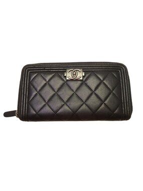 Chanel Boy Lambskin Zip Around Wallet